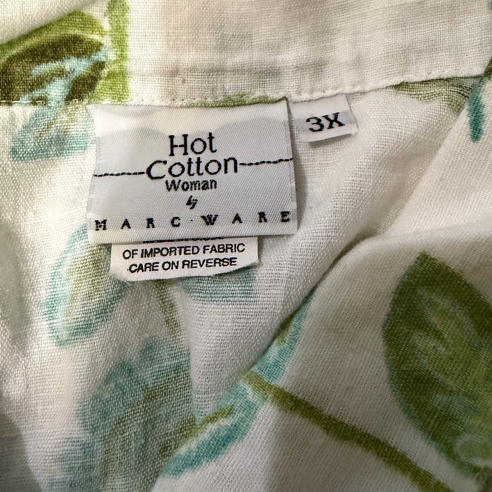 Hot Cotton 3X Linen Cotton Camp Shirt Button Up Botanical Floral Print Boxy Fit - Picture 7 of 8
